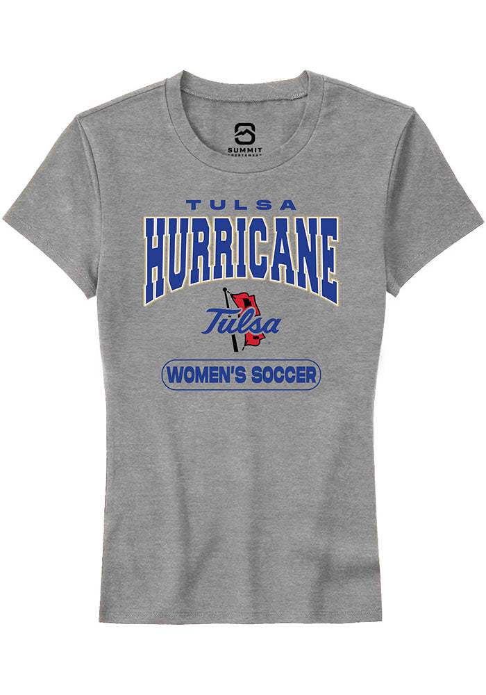 Tulsa Golden Hurricane Womens Grey Womens Soccer Short Sleeve T-Shirt