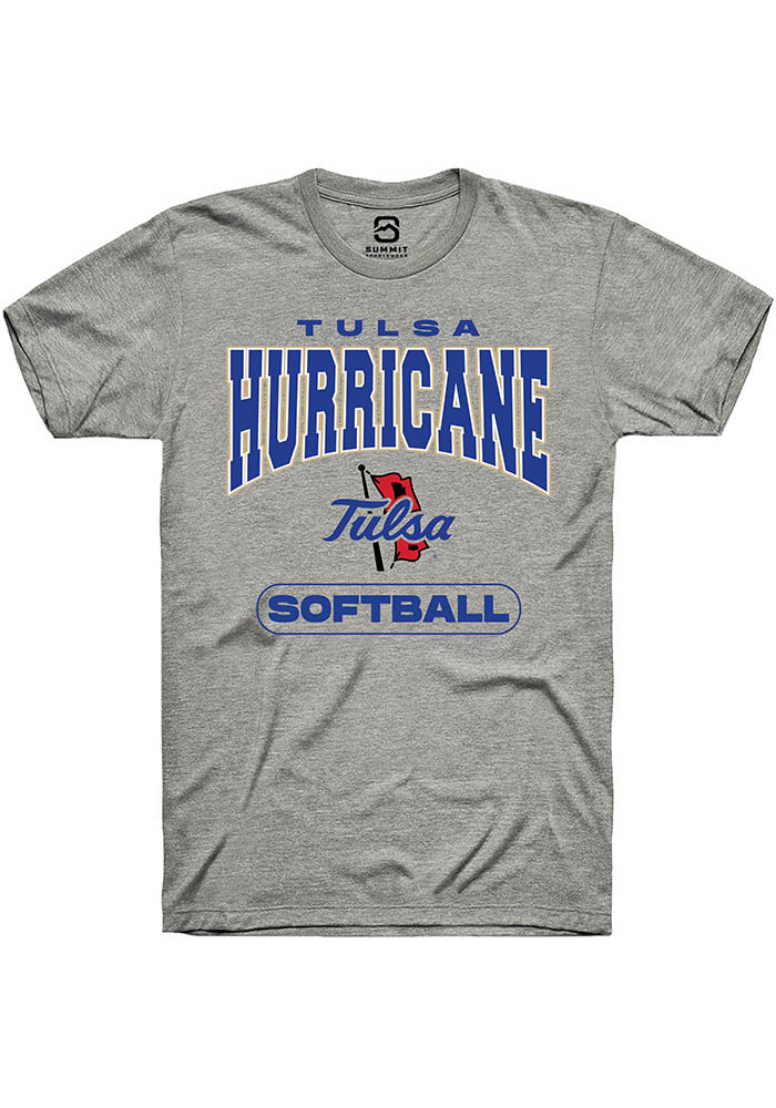 Tulsa Golden Hurricane Mens Grey Softball Fashion Short Sleeve T-Shirt