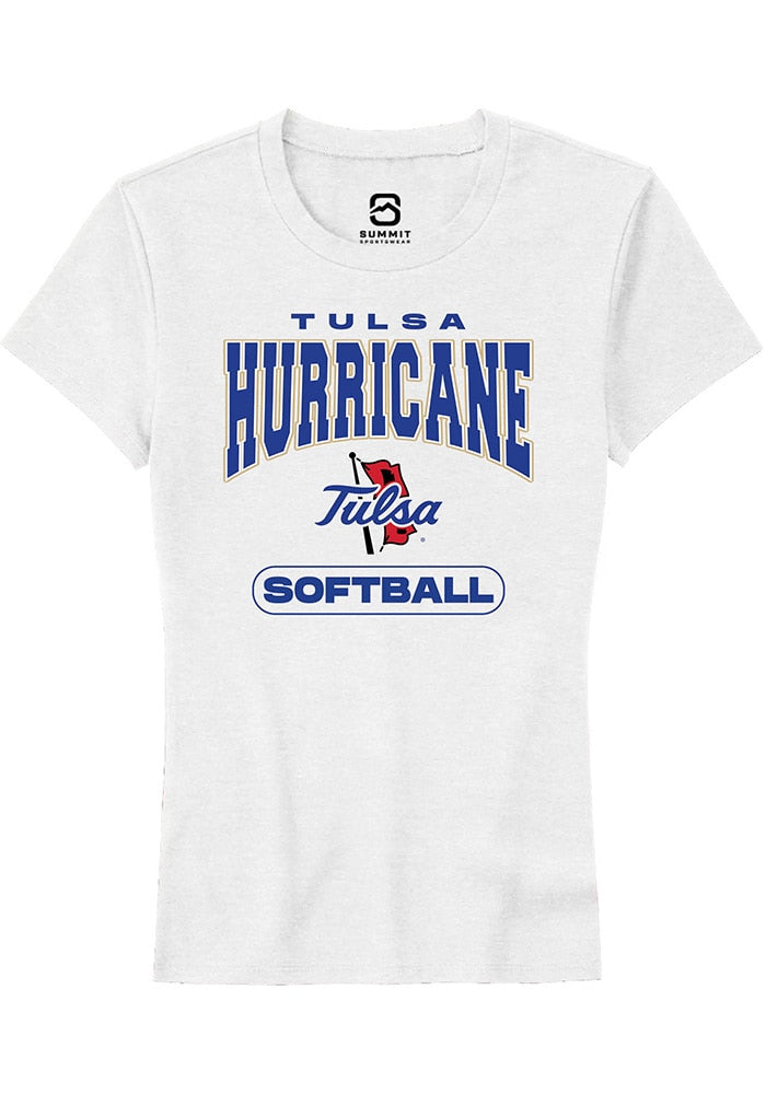 Tulsa Golden Hurricane Womens White Softball Short Sleeve T-Shirt