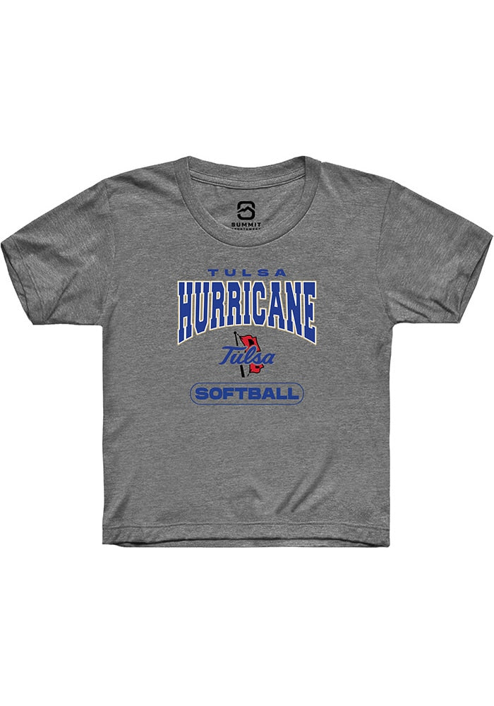 Tulsa Golden Hurricane Youth Grey Softball Short Sleeve T-Shirt