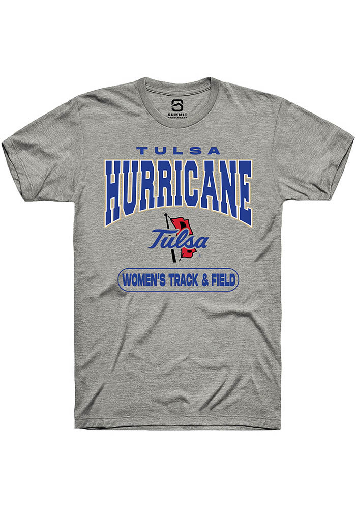 Tulsa Golden Hurricane Mens Grey Womens Track and Field Fashion Short Sleeve T-Shirt