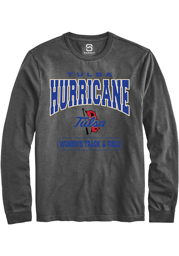 Tulsa Golden Hurricane Mens Grey Womens Track and Field Long Sleeve T-Shirt