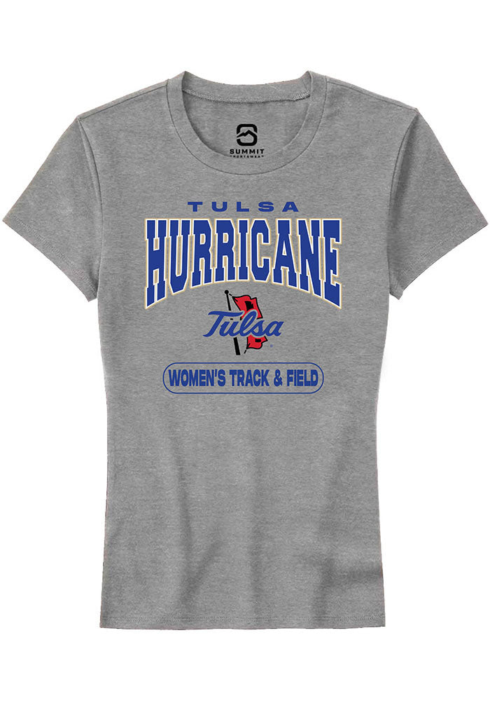 Tulsa Golden Hurricane Womens Grey Womens Track and Field Short Sleeve T-Shirt