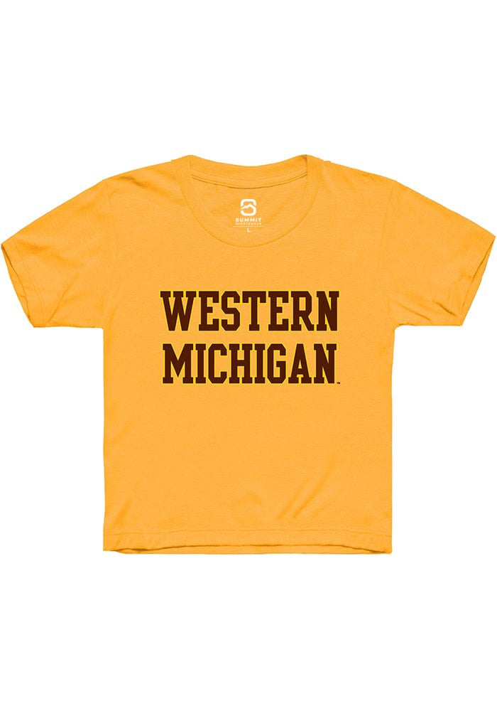 Western Michigan Broncos Youth Gold Straight Block Short Sleeve T-Shirt