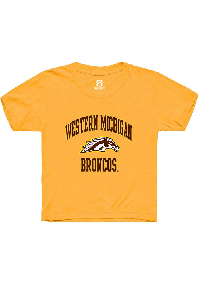 Western Michigan Broncos Youth Gold Number 1 Neutral Short Sleeve T-Shirt