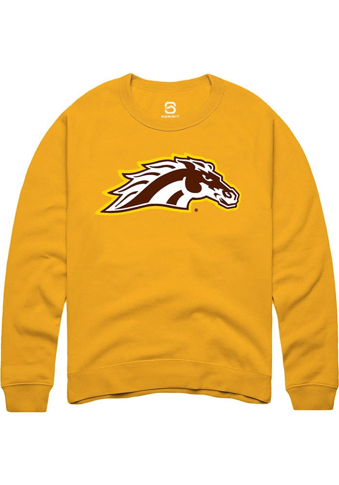 Western Michigan Broncos Mens Gold Primary Logo Long Sleeve Crew Sweatshirt