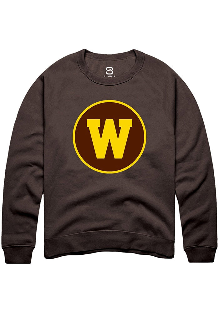 Western Michigan Broncos Mens Brown Alt Logo Long Sleeve Crew Sweatshirt