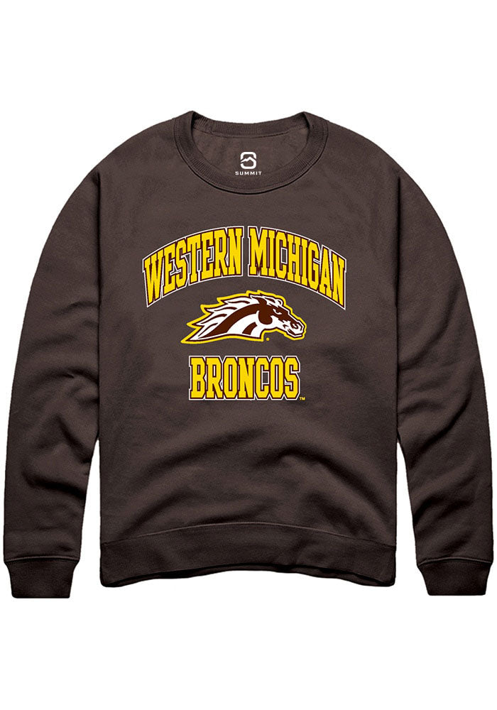 Western Michigan Broncos Mens Brown Number 1 Primary Long Sleeve Crew Sweatshirt
