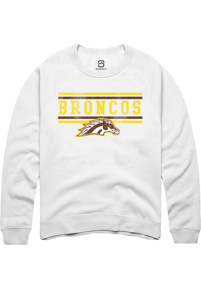 Western Michigan Broncos Mens White Bars Long Sleeve Crew Sweatshirt