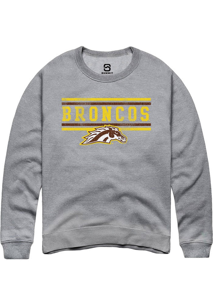 Western Michigan Broncos Mens Grey Bars Long Sleeve Crew Sweatshirt