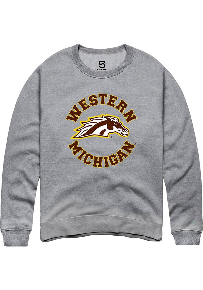 Western Michigan Broncos Mens Grey Circle Long Sleeve Crew Sweatshirt