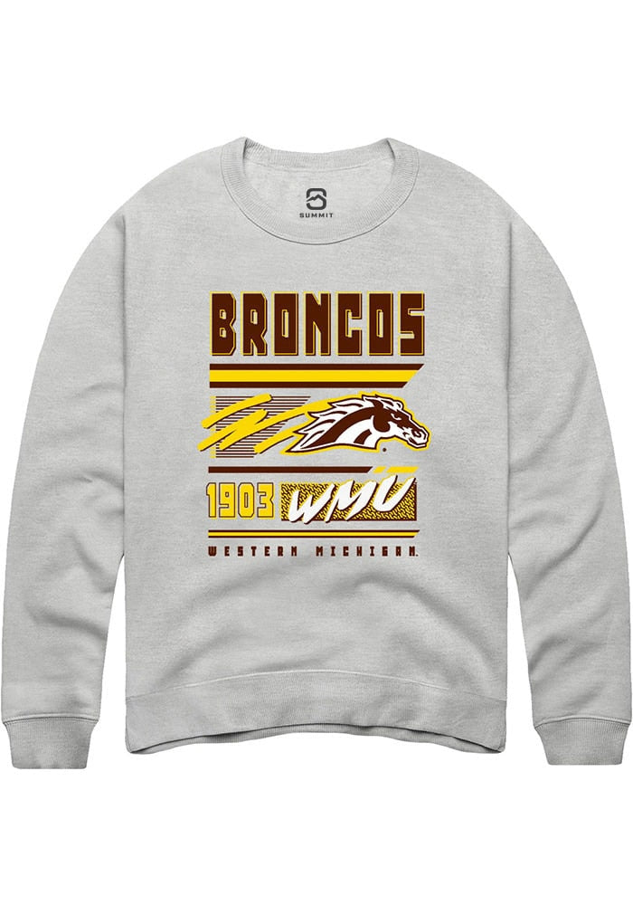 Western Michigan Broncos Mens White Retro Long Sleeve Crew Sweatshirt