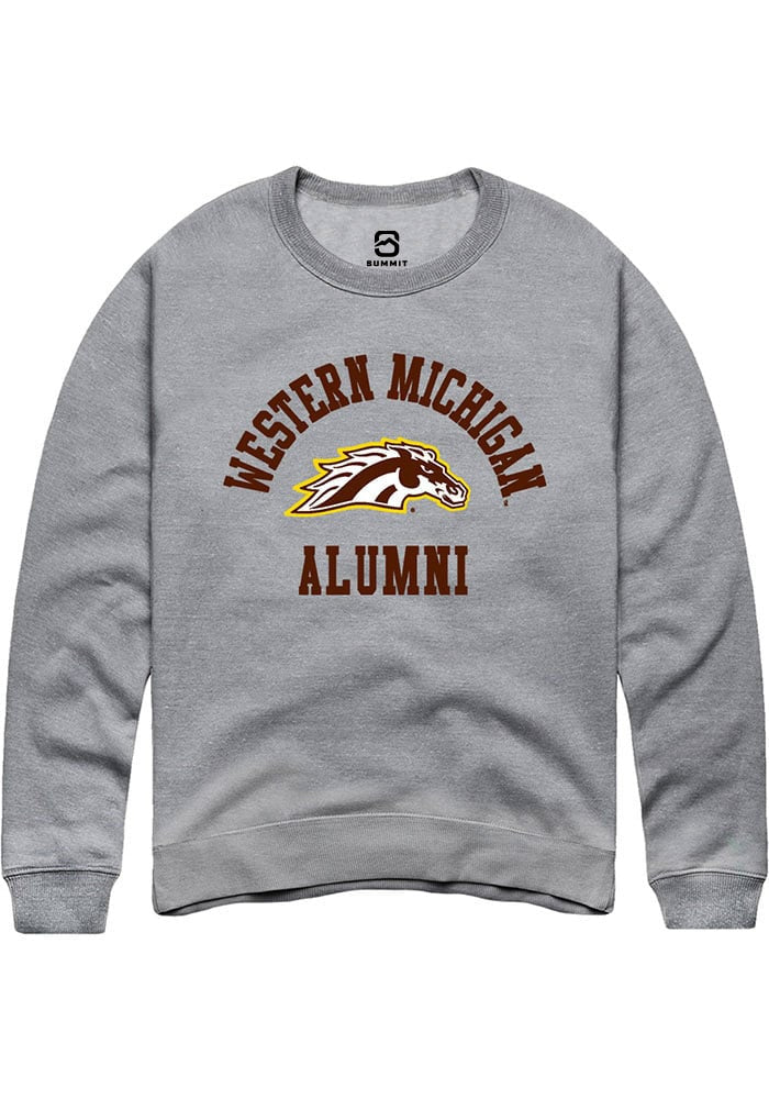 Western Michigan Broncos Mens Grey Alumni Arch Long Sleeve Crew Sweatshirt