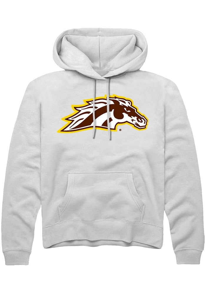 Western Michigan Broncos Mens White Primary Logo Long Sleeve Hoodie
