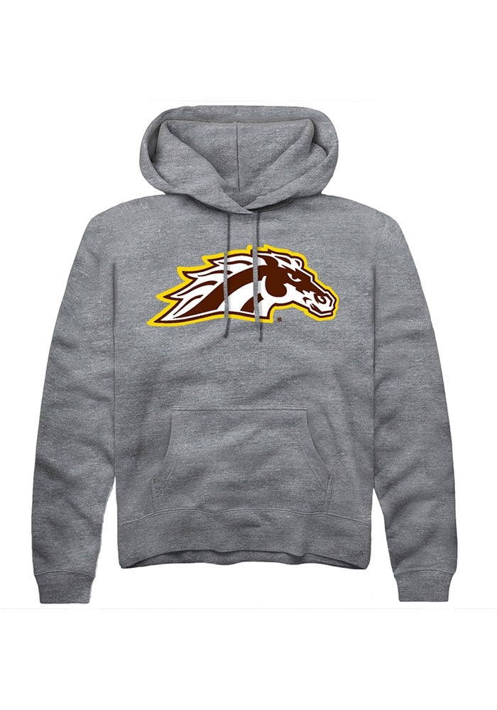 Western Michigan Broncos Mens Grey Primary Logo Long Sleeve Hoodie