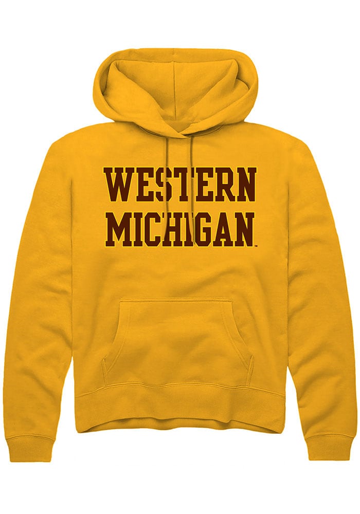Western Michigan Broncos Mens Gold Straight Block Long Sleeve Hoodie