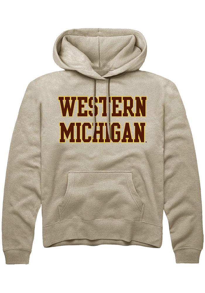 Western Michigan Broncos Mens Tan Straight Block Long Sleeve Hoodie
