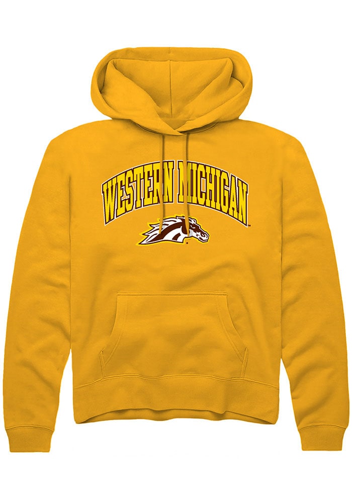 Western Michigan Broncos Mens Gold Arch Logo Long Sleeve Hoodie