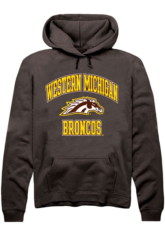 Western Michigan Broncos Mens Brown Number 1 Primary Long Sleeve Hoodie