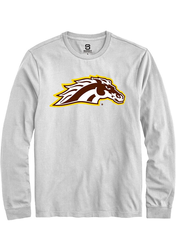 Western Michigan Broncos White Primary Logo Long Sleeve T-Shirt