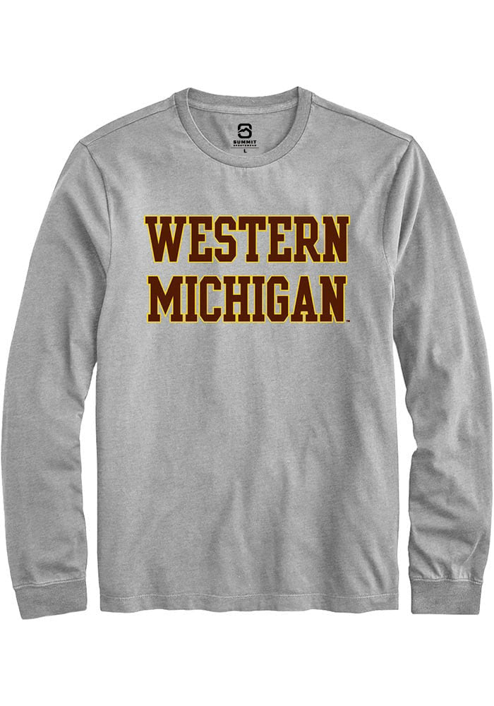Western Michigan Broncos Grey Straight Block Long Sleeve T-Shirt