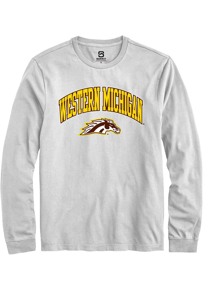 Western Michigan Broncos White Arch Logo Long Sleeve T-Shirt