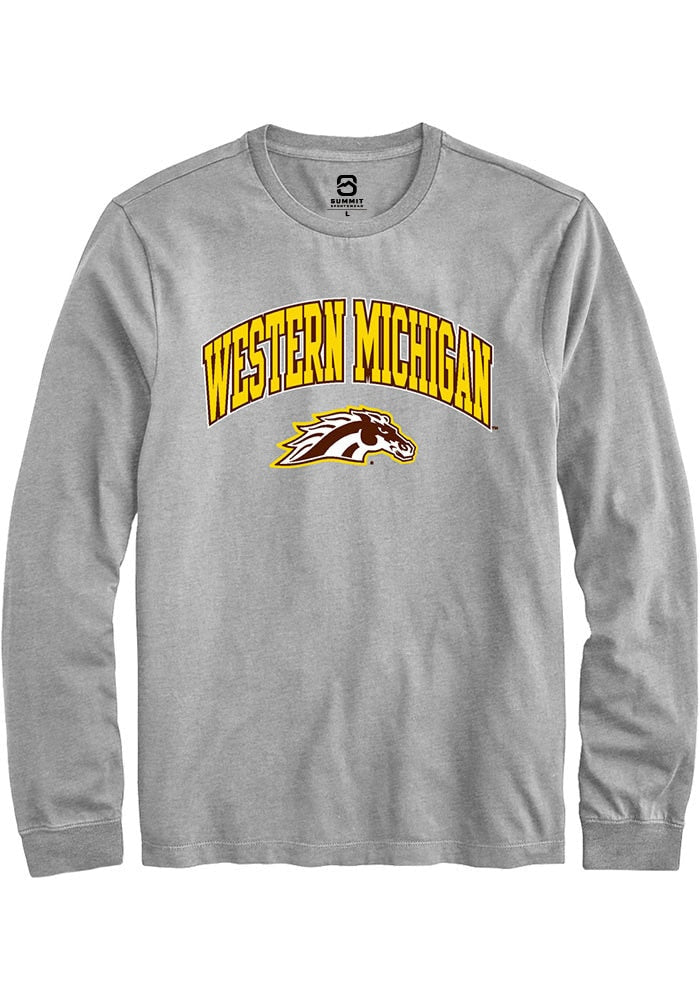 Western Michigan Broncos Grey Arch Logo Long Sleeve T-Shirt