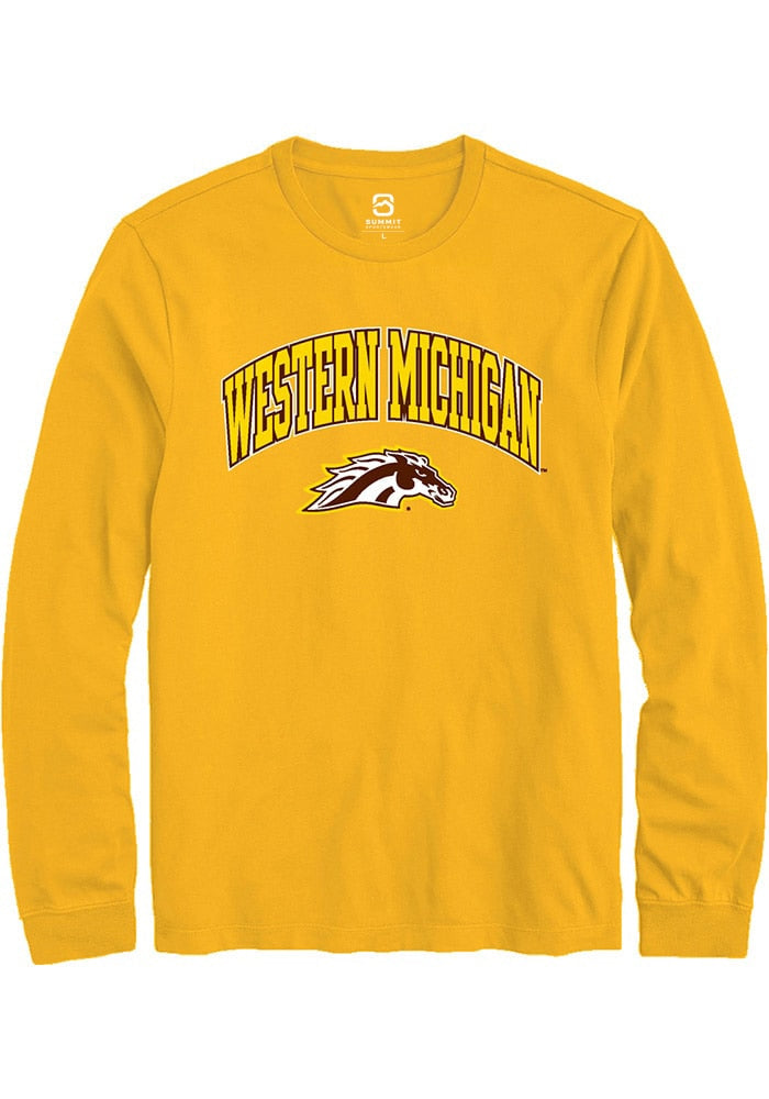 Western Michigan Broncos Gold Arch Logo Long Sleeve T-Shirt