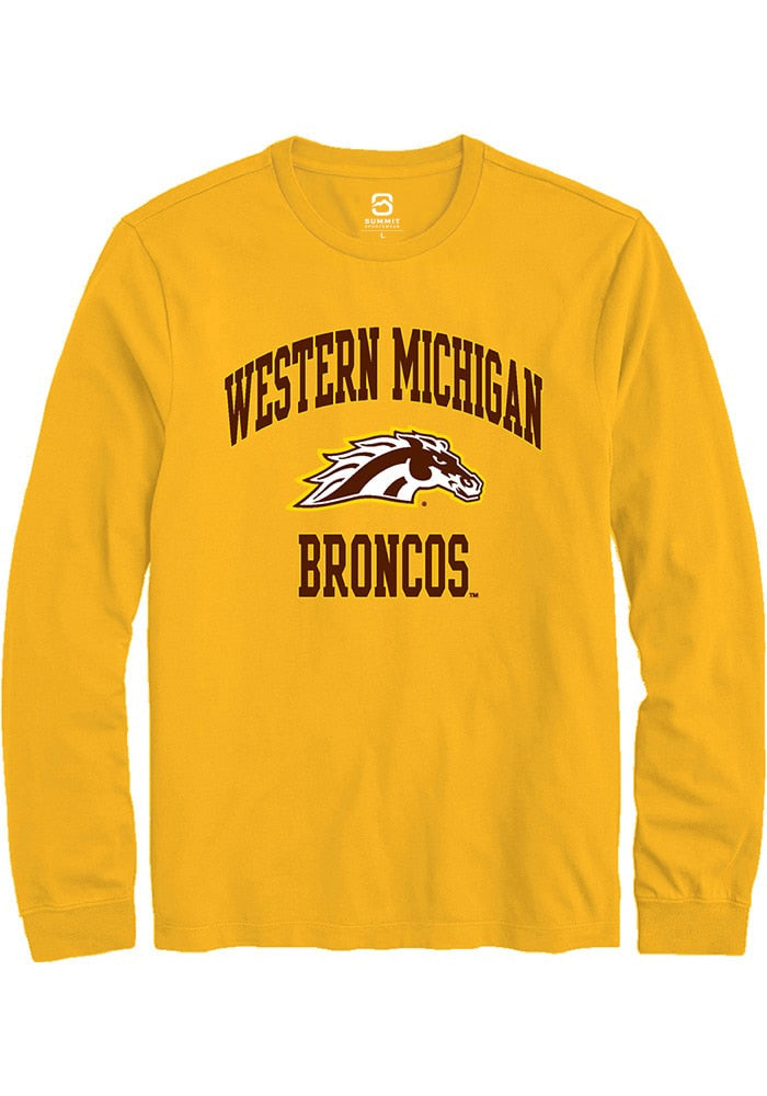 Western Michigan Broncos Gold Number 1 Neutral Long Sleeve T-Shirt