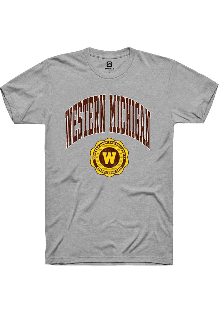 Western Michigan Broncos Grey Arch Seal Short Sleeve T-Shirt
