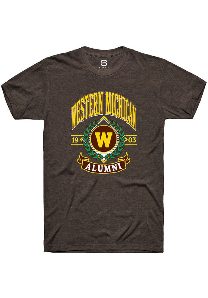 Western Michigan Broncos Brown Alumni Wreath Short Sleeve T-Shirt