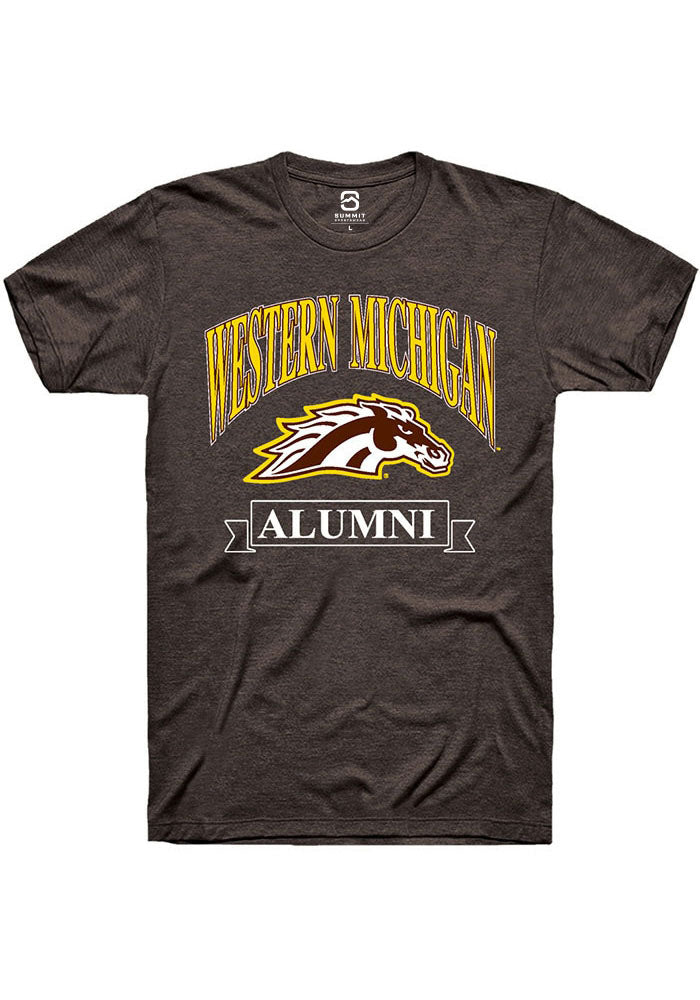 Western Michigan Broncos Brown Alumni Banner Logo Short Sleeve T-Shirt