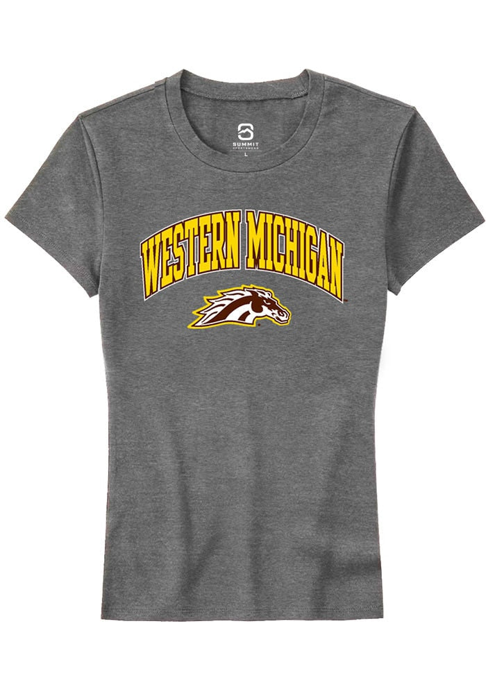 Western Michigan Broncos Womens Grey Arch Logo Short Sleeve T-Shirt