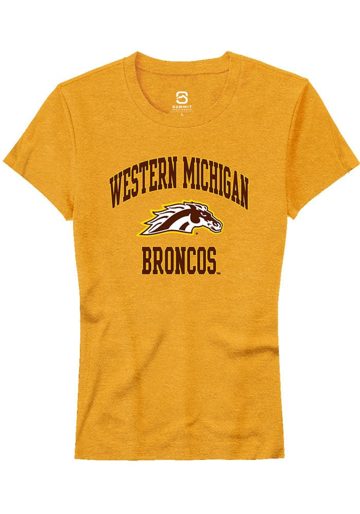 Western Michigan Broncos Womens Gold Number 1 Neutral Short Sleeve T-Shirt