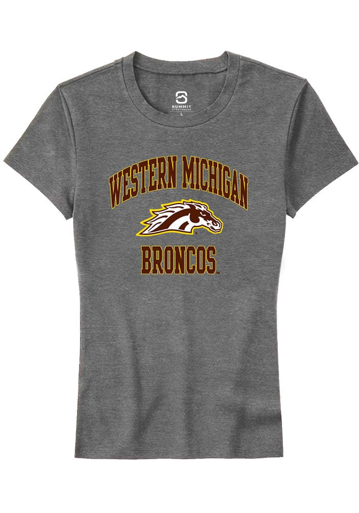 Western Michigan Broncos Womens Grey Number 1 Neutral Short Sleeve T-Shirt