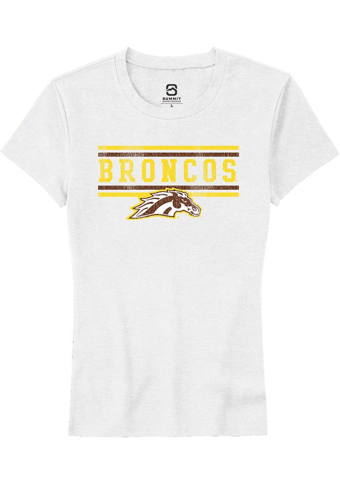 Western Michigan Broncos Womens White Bars Short Sleeve T-Shirt