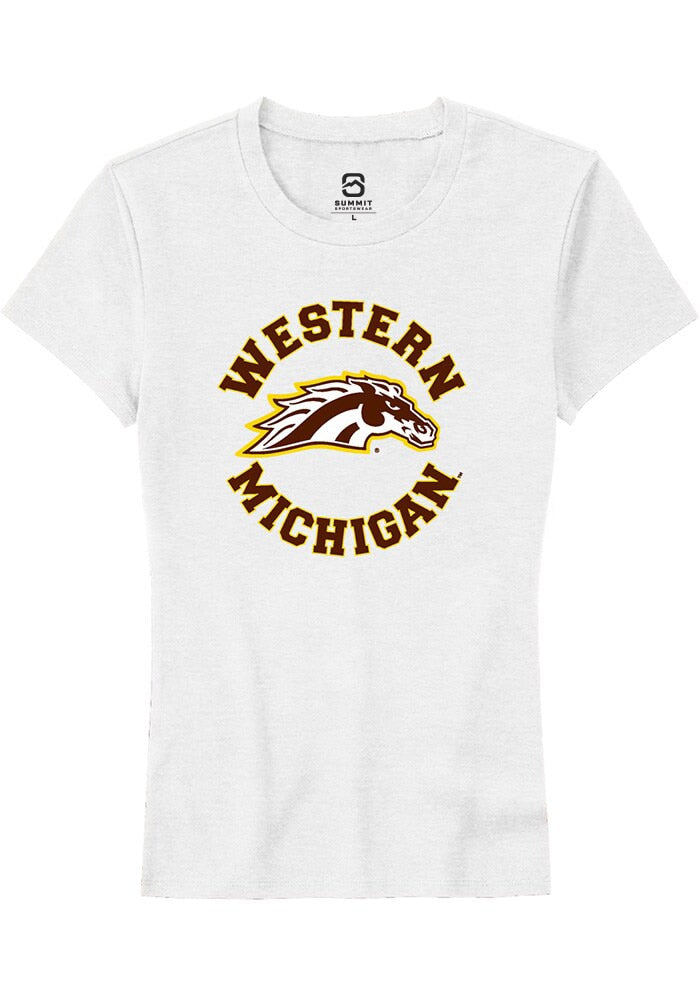 Western Michigan Broncos Womens White Circle Short Sleeve T-Shirt