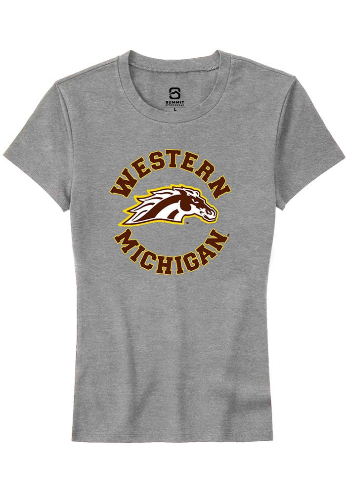 Western Michigan Broncos Womens Grey Circle Short Sleeve T-Shirt
