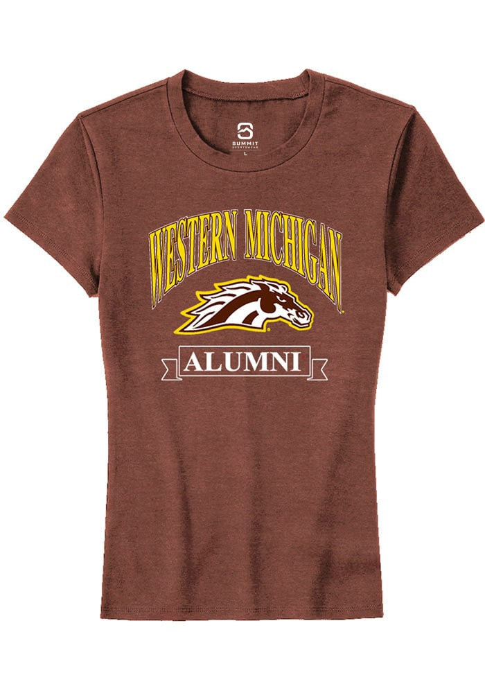 Western Michigan Broncos Womens Brown Alumni Banner Short Sleeve T-Shirt