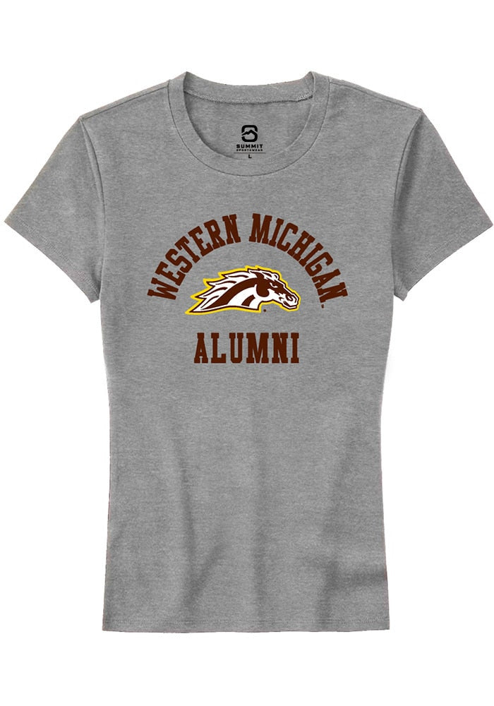 Western Michigan Broncos Womens Grey Alumni Arch Short Sleeve T-Shirt