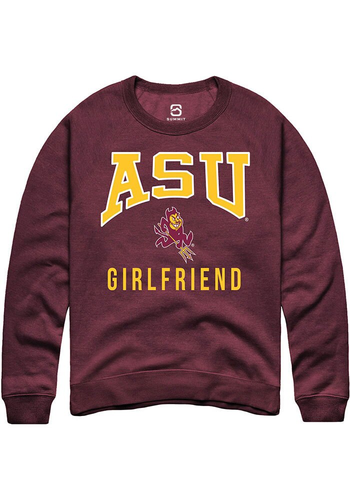 Arizona State Sun Devils Mens Maroon Girlfriend Long Sleeve Crew Sweatshirt