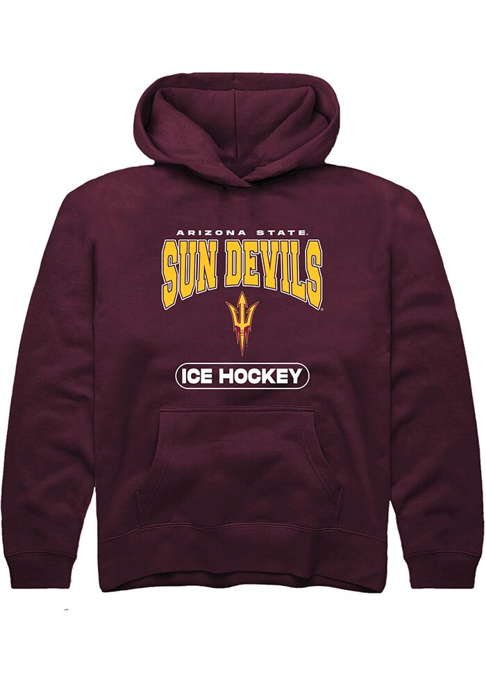 Arizona State Sun Devils Youth Maroon Ice Hockey Long Sleeve Hoodie
