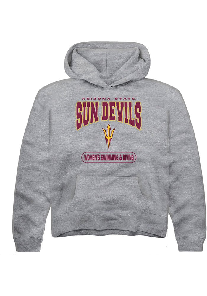 Arizona State Sun Devils Youth Grey Womens Swimming and Diving Long Sleeve Hoodie