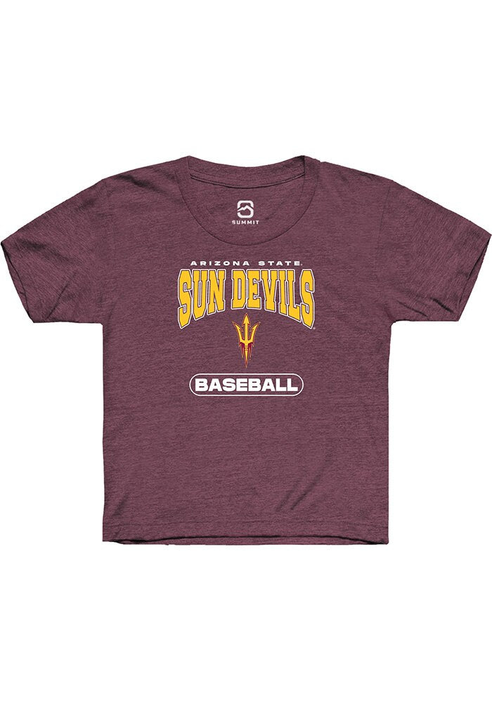 Arizona State Sun Devils Youth Maroon Baseball Short Sleeve T-Shirt