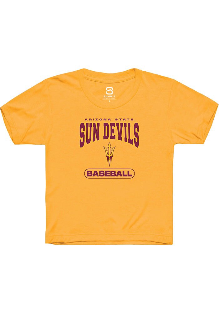 Arizona State Sun Devils Youth Gold Baseball Short Sleeve T-Shirt
