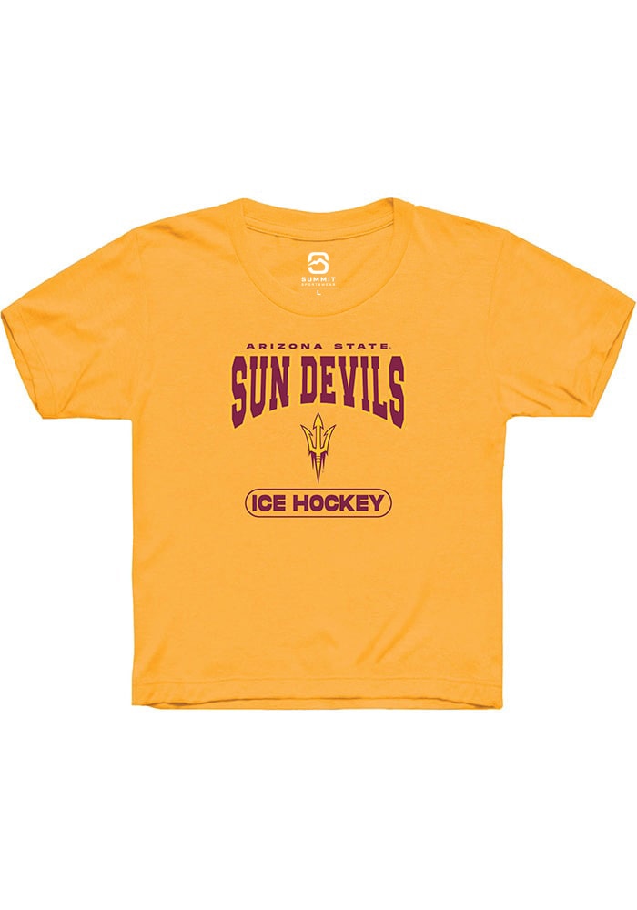 Arizona State Sun Devils Youth Gold Ice Hockey Short Sleeve T-Shirt