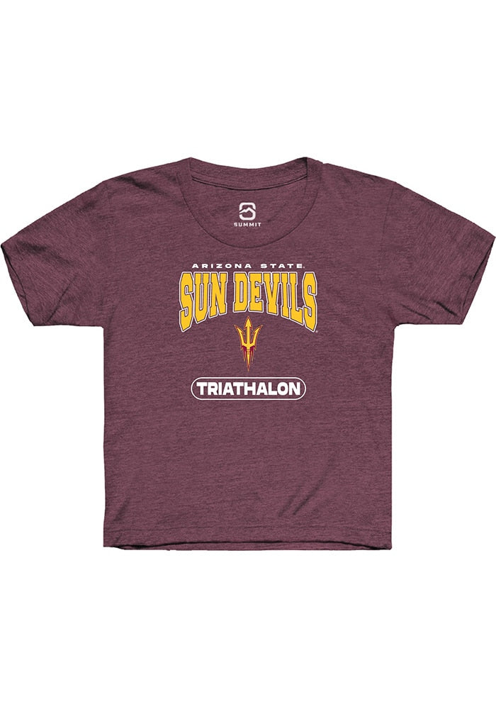 Arizona State Sun Devils Youth Maroon Triathalon Short Sleeve T-Shirt