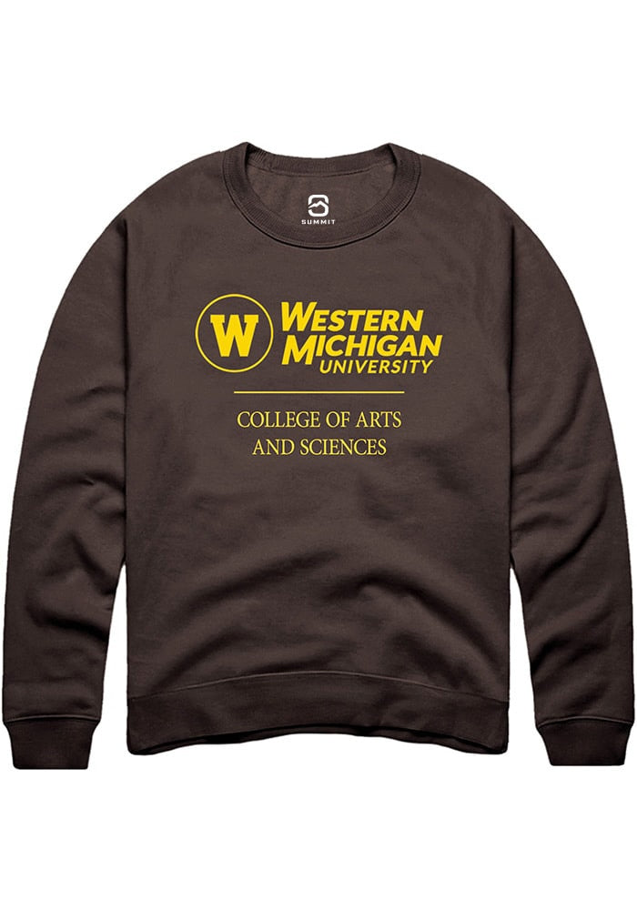 Western Michigan Broncos Mens Brown College of Arts and Sciences Logo Long Sleeve Crew Sweatshirt