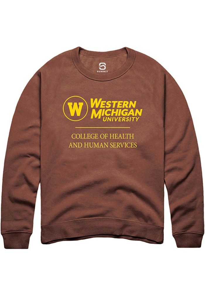 Western Michigan Broncos Mens Brown College of Health and Human Services Long Sleeve Crew Sweatshirt