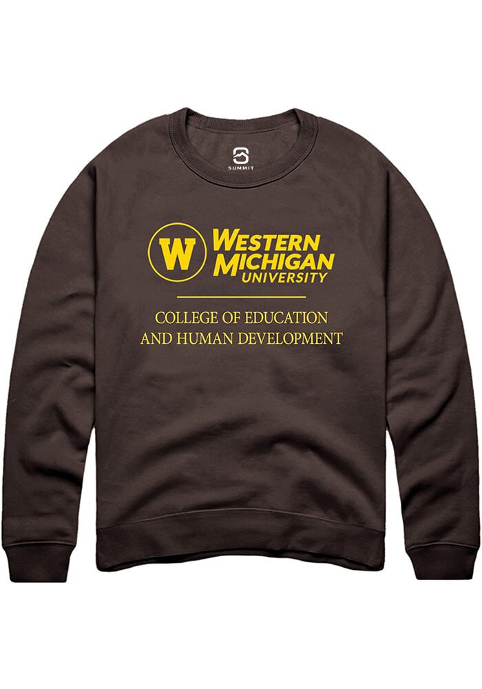 Western Michigan Broncos Mens Brown College of Education and Human Development Logo Long Sleeve Crew Sweatshirt